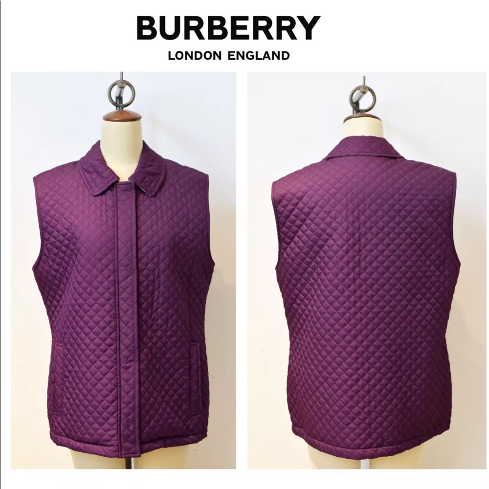 Burberry London purple quilted vest Sz M-L